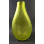 A Dartington Studio Glass Fossae Punched Vase in fluorescent lime, 38.5cm