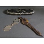 A Victorian Tortoiseshell Mounted Lorgnette and papier mache case