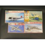 Four Revell WWII German War Plane etc. Model Kits 1/72 Scale. 4127 Heinkel, 4335 Heinkel, H-204