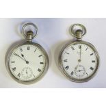 Two Gent's English Sterling Silver Cased Open Dial Pocket . Both A/F