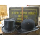A G.A. Dunn & Co. Top Hat and Bowler and Royal Chiswick Laundry box