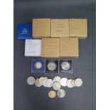 A Collection of Silver Commemorative Crowns including three 1977 Silver Jubilee, 1980 Gibraltar