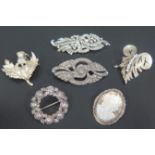 A Scottish Silver Thistle Brooch (Glasgow 1953 RA) and other silver jewellery etc.