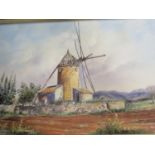 Wyn Appleford, Windmill, Signed 20th/21st Century, Oil on Canvas, 6o x 39cm, Framed