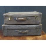 Two Elephant Skin Suitcases, largest 67x37x21cm