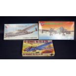 Three Airfix WWII German War Plane Kits 1/72 Scale. 04004-4, 04014-1, 05009-2. Appear unmade,