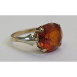 A 9ct Yellow Gold and Orange Garnet? Dress Ring, size J.5, 2.2g