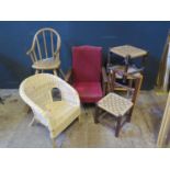 Three Child's Chairs and stool