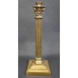A Victorian Loaded Brass Corinthian Column Candlestick, 40.5cm