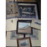 A Collection of Prints including one of the 'Signing of the Armistice', Three Photographs, One