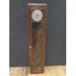 A PUL-SYN-ETIC Oak Caster Master Clock, 133cm tall. From Whitechapel mental hospital