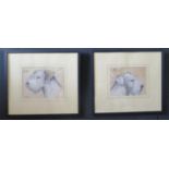 R.F. Gaulin 35, A Pair of Fox Terrier Portraits, mixed media, framed & glazed, 44x39cm