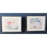 A Pair of Chinese Paintings on Silk, signed, framed & glazed 27x22cm inc. frame