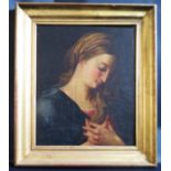 Bust of Young Lady with hands clasped, 18th Century Continental school, oil on canvas, 45x37cm, gilt