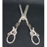 A Pair of Elizabeth II Silver Grape Scissors cast with fox, vine and grape decoration, 15.5cm,