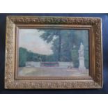 C. Cuisant 1894, French school, Formal Garden Scene, oil on canvas, 54x36cm, faded labels verso,