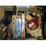 Two Boxes of Oddments including ornaments, games, cricket bat, etc.