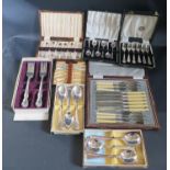A Selection of Cased Silver Plated Flatware