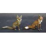 Two Cold Painted Bronze Foxes, 58mm high