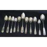 A Selection of Russian.84 Silver Flatware including niello, 211g, and three .875 silver spoons, 69g