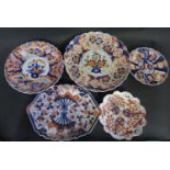 A Collection of Japanese Imari including lobed chargers, largest 38cm diam.. Largest damaged