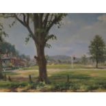 Robin Goodwin (1909 - 1997), Village Green, Signed, Oil on Canvas, 62 x 42cm, Framed