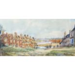 John Doyle 1975 (b. 1928), Houses Leading to the River, watercolour, 46x23cm