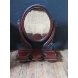 A Victorian Mahogany Swivel Toilet Mirror, 61cm wide and Mahogany Cake Stand