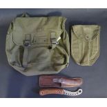 A WWII U.S. Army Satchel and canvas shovel cover