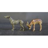 A Cold Painted Bronze Greyhound (4cm long) and antelope