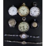 A Silver Cased Open Dial Pocket Watch, silver cased ladies watch, Aldbridge, Ingersol and SMITHS