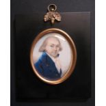 A Georgian Miniature Portrait of a Gentleman, 7x6cm, framed & glazed