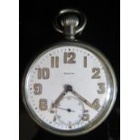 A ZENITH Open Dial Keyless Pocket Watch in white metal case no. 8076609, movement no. 3271606,