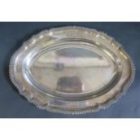 A Silver Plated Oval Tray engraved with armorial, 39cm