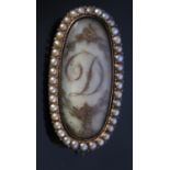 A Georgian Gold and Pearl Memorial Brooch inscribed 'Right Honourable John Hussey Lord Delaval obit.