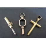 Three Yellow Metal or Plated Watch Keys