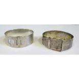 Two Adjustable Silver Belt Bangles, one Birmingham 1936 D&F, 88.2g