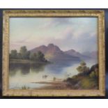 Cecil A. Williams?, Mountainous Lake Scene, oil on board, 37x30cm, framed