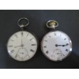 Two Silver Cased Pocket Watches: RANDS Lever (running) and Robert Kays of London no. 7497? A/F