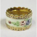 A Silver Gilt and Floral Enamel Ring, size L