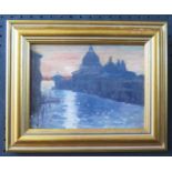 David Baxter (b. 1943), Grand Canal Venice by Moonlight, oil on board, 19.5x14.5cm, framed