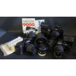 A Collection of Minolta Cameras including DYNAX 404si, 7000i, 5000 and 7000 and various