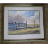 Graham Ward, Farm Buildings on Dartmoor, watercolour, titled verso, 38x36cm, framed & glazed