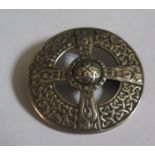 An Alexander Ritchie IONA Silver Celtic Shield Brooch, Birmingham 1939, 44mm diam.