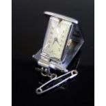 A RIVAL Ladies Folding Purse Watch with chrome and enamel case (A/F)