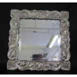 A Silver Framed Mirror, stamped 925, 42cm sq.