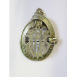 THIS I'LL DEFEND Unmarked White Metal Brooch (MacFarlane Clan Motto), 76mm