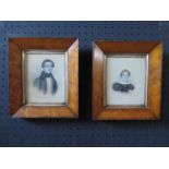 A Pair of Victorian Half Length Portraits of a Young Lady and Gentleman, 12.5x10cm, birds eye