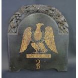 Antique Carved and Painted Oak The Royal Scots Greys 2nd Dragoons Plaque, 49cm wide