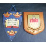 A Tin Oxford University DOMINA NUSTIO ILLUMEA Coat of Arms with J. Chaundry & Son Heraldic